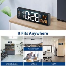 ZAEGO Plastic Digital Wall Clock Large Display, 16.2 Led With Temperature And Auto Dimming, Easy Track The Time, Date Day Of Week, Remote Control. (Led Multo Colot, Black) image 4