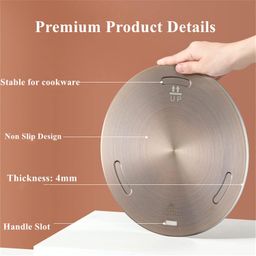 beswarmy Heat Diffuser for Gas Stove, induction Cooktop Stove Adapter Plate, Induction Plate Converter Disk with Removable Handle for Cookware Accessories 9.45inch image 3