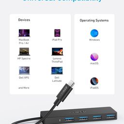 Anker USB C Hub, 4 Ports USB 3.0 Data Hub with 5Gbps Data Transfer, 0.7ft Extended Cable[Charging Not Supported], USB C Splitter for Type C MacBook, Mac Pro, iMac, Surface, Flash Drive, Mobile HDD image 4