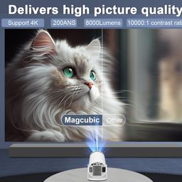 MEGAWISE Projector for Home 4K Support 720P Native HD Portable Projector Android 11 YouTube Builtin Apps 5G WiFi Auto Keystone 3500 lumens (350 ANSI) 3 Watt Speaker 176" Screen Compatible 4K TV Stick image 3