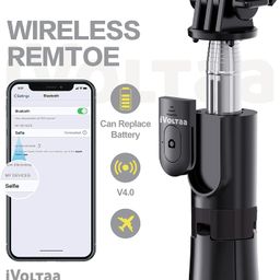 iVoltaa Selfie Stick Tripod with Detachable Wireless Remote, Extendable Selfie Stick with in-Built Tripod & LED Fill Light for Smartphones (Without LED Flash Light, Black) image 4
