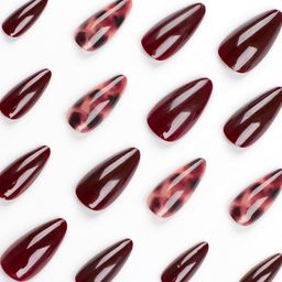 Secret Lives Glossy Dark Brown Color with Translucent Leopard Print Color Reusable Artificial Fake False Press on Nails 24 Pieces Set with Kit image 3