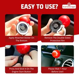 Hocimit Car Engine Start Button Cover, Red and Black Joystick Design, 7.4 cm Height, Push-to-Start Button Decoration, Universal Fit image 4