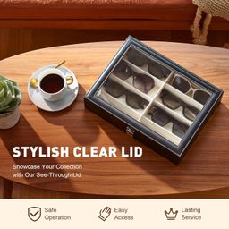 co-z Leather Box Eyeglasses Eyewear Organizer Display Storage Case – 8 Compartments (8 Compartments) image 5