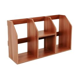 eveto Table Top Bookshelf - Countertop Bookcase with 4 Shelves, DIY Engineered Wood Multipurpose Storage Organizer Table Shelf Book Rack for Home Study Room (Wood Accent) image 3