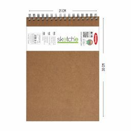 Anupam Sketch-E Sketch Book A4 Hard Cover Wireo Binding Drawing Notebook 100% Recycled Kraft Paper Plain & Dot-Grid On One Side 140GSM 100 Pages for Artists Students Sketching image 2