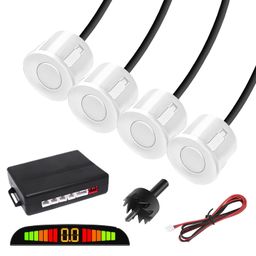 Carzex Car Reverse Parking Sensor with LED Display, Buzzer and Ultrasonic Reverse Auto Parking Assist System (Set of 4 Pcs) (White) image 1
