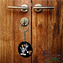 the nxt gen Tom and Jerry Cartoon Printed Wooden Keychains | Circle Shape keyrings | Circle Shape Keychains| Printed keyrings image 5