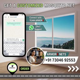 ARMORX Fixed Size Non-Customizable Fiberglass Mosquito Net, Stitched with Fastener Tape, Window/Door DIY Bug Insect Mesh | Black- 3x4 feet | 36x48 inch | 91x122 cm image 3