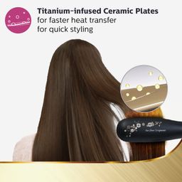 Philips BHS736/00 Kerashine Titanium Wide Plate Straightener with SilkProtect Technology. Straighten, curl, with Instant Shine for Thick Long Hair image 5