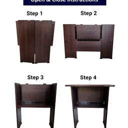 Urbain Home Folding Study Table I Multipurpose Foldable and Portable Laptop Desk I No-Assembly Computer Table for Home Office I Engineered Wood Table with Bookshelf (Matte Finish, Dark Rosewood) image 5