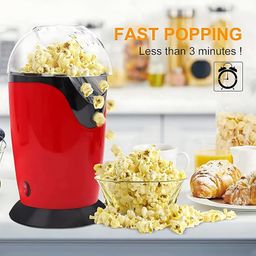 Drumstone (𝗪𝗶𝗻𝘁𝗲𝗿 𝗦𝗽𝗲𝗰𝗶𝗮𝗹) 1200W Popcorn Maker with Quick Popping, Transparent Chute, Cool-Touch Handles, Oil-Free Option, Non-Slip Base for Easy Snacking. image 4