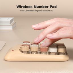 mowux Wireless Number Pads, Cute Colorful Numeric Keypad Numpad Portable 2.4 GHz Financial Accounting Number Keyboard Extensions, 10 Key Number Numpad for Laptop Desktop, PC (Milk Tea Colorful) image 4