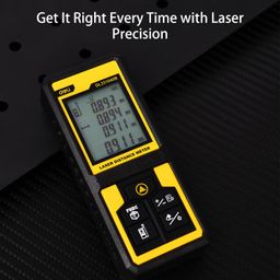 Deli DL331040B 3V Laser Range Finder Up to 50 Meters Continuous Distance Measurement Tool with 3mm Measuring Accuracy 30 Set Record & Red Light 630-670nm Type Class 2 Laser(Black & Yellow, Pack of 1) image 2