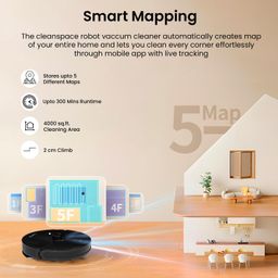 Spacean CleanSpace, Robot Vacuum Cleaner Home 3-in-1, Big 5300mAh Battery & high 4000Pa Suction Power, Sweeping, Vacuuming and Mopping, LDS Laser (LiDar 3.0) Navigation Technology image 4