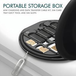 redtech Snapcase 60W Multifunctional Fast Charging Data Cable Kit, Conversion Set USB A & Type C to Male Micro/Type C/Lightning,Data Transfer,Sim Storage,Sim Eject Pin,Pocket Mirror,Phone Holder image 5