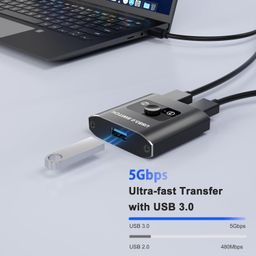 closs USB 3.0 Switch Selector, Bi-Directional USB Switch 2 in 1 out / 2 in 1 out, USB Switcher 2 Computers Share 1 USB Devices for Printer, Keyboard, Scanner, Mouse, USB Switch Compatible with Mac/Win/Linux image 2