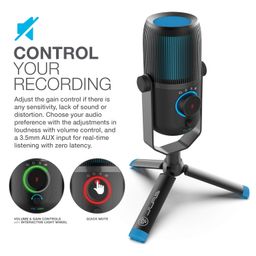 JLab Audio Talk USB Microphone | USB-C Output | Cardioid, Omnidirectional, Stereo or Bidirectional | 96k Sample Rate | 20Hz - 20kHz Frequency Response | Volume, Gain Control, Quick Mute | Plug & Play image 5
