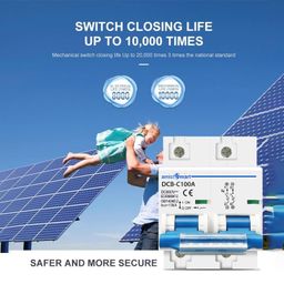 amiciSmart DC Circuit Breaker, 100A 600V MCB for PV/Solar System image 5