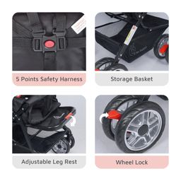 R for Rabbit Lollipop Lite Baby Stroller for 0 to 3 Years with 5 Point Safety Harness | Reversible Handlebar | Cushioned Seat with 3 Level Seats Recline/Lightweight Pram for Kids (Black Multi) image 4