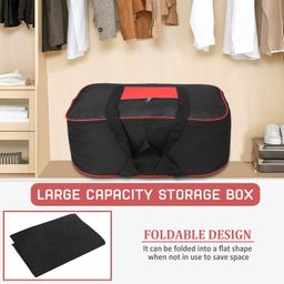 SHIBUI Storage Bag Organizer With Front Zipper Pocket Strong Handle - (Black & Red) Pack Of 1 image 4