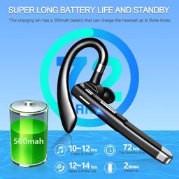 hsility Bluetooth Headphones with Microphone, 500 Hours Standby Time with LED Charging Case, 270 Degree Rotating Microphone with Hands-Free Touch Control and Bluetooth 5.1 Version image 4