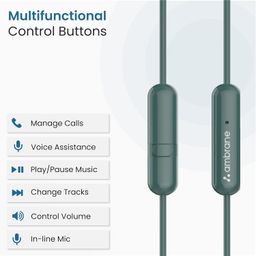 Ambrane Wired in Earphones with in-line Mic for Clear Calling, 14mm Dynamic Drivers for BoostedBass™, 3.5mm Jack, Multi-Functional Controller (Stringz 38 Lite, Black) image 4
