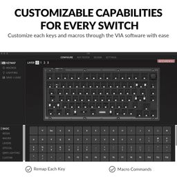 Keychron V1 Wired Custom Mechanical Keyboard Barebone Knob, 75% Layout QMK/VIA Programmable Macro with Hot-swappable Support Compatible with Mac Windows Linux (Frosted Black - Translucent) image 3