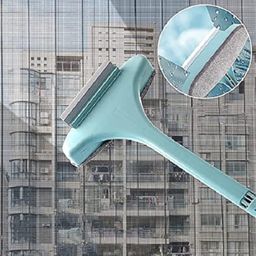 Rushwak Multifunctional Screen Brush 2 in 1 Mesh Cleaning Brush & Wiper with Extended Handle Window Cleaning Brush Net Cleaner Double-Sided Window Cleaner Window Mesh Cleaner, Multi Color, Pack of 1 image 1