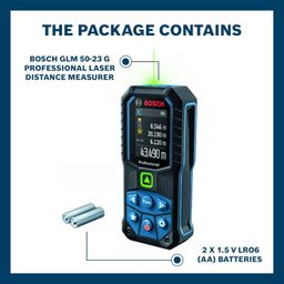 BOSCH GLM 50-23 G Professional Laser Measurer| 2-in-1 Distance & Angle Measurer | Green Laser Class 2, Range up to 50 m, ±1.5 mm | Memory Function, IP65 Rated| Batteries Included| 1 Year Warranty image 2