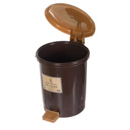 Kuber Industries 2.5 Liter Mini Desktop Trash Bin with Lid, Tiny Garbage Trash Bin (Brown) image 2