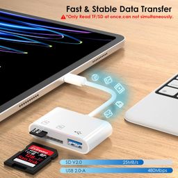 wavlink 3-in-1 Card Reader, Lightning to SD/TF Card Adapter with USB 2.0-A Port, Compatible with iPhone 14 iPad air 4, Supports Digital Camera SLR UAV Dash Cam Memory Card, Plug and Play image 4