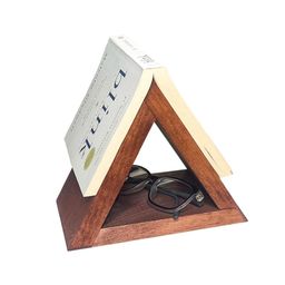 generic Wooden Triangle Book Stand, Desktop Book Holder Display Rack, Book Lover Design, Decorative Shelf Organiser image 3