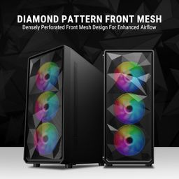 Ant Value Tempered_Glass VM41 Mid-Tower Computer Case/Gaming Cabinet - Black | Support ATX, M-ATX, ITX | Pre-Installed 3 Front & 1 Rear Rainbow Fans image 2