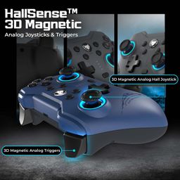EvoFox Elite X2 Wireless Gaming Controller For PC, Dual-Mode 2.4G & USB-C, Hallsense™ Magnetic Hall 3D Joysticks & Triggers, EZ Click Macros, New Precision & Turbo Mode, Dual Vibration Motors(Blue) image 3