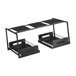 Under Sink Shelf Saving Space Slide Out Sink Shelf for Cabinet Office Pantry image 1