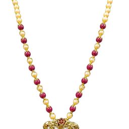 pinkart gem for a gem Puli Goru Golden & Maroon Pendents & Perl Mala, With Adjustable Cord For Men image 1