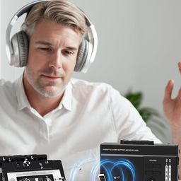 gracioso Cassette Player Recorder Converter with AM FM Radio,Built-in Speaker,Cassette to MP3 via SD Card, Portable Cassette Tape Recorder Support External Microphone with 3.5mm Headphone Jack image 4