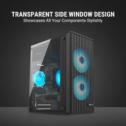 Ant Value Acrylic Vm10 Mid-Tower Computer Case/Gaming Cabinet - Black Support M-ATX,Itx, Pre-Installed 2 Front Rainbow Fans image 3