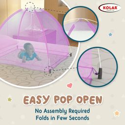 Kolar Polyester Infants Washable Baby Mosquito Net|Anti-Bug Crib Net Foldable Bottomless Baby Crib Machardani Mosquito Net (Pink, Tent) image 4