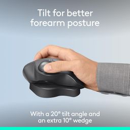 Logitech MX Ergo S Advanced Wireless Trackball Mouse with Free Adobe Subscription, USB-C Rechargeable Wireless Ergonomic Mouse with Bluetooth and Encrypted Dongle, 6 Programmable Buttons, for PC/Mac image 3