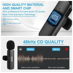 TECHNOVIEW 2.4 Ghz Omnidirectional Lavalier Wireless Dual Microphone with Noise Cancallation, 50M Range Plug & Play, 2 Transmitters & 3 Receiver Lapel Mic System for All USB Devices K9-V2 (Black) image 4