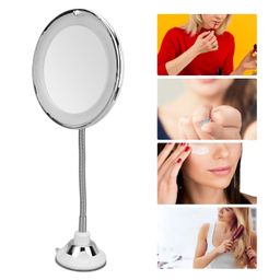 Ubervia Make-up Mirrors - Flexible Mirror Magnifying Mirror LED Fill Light with 10x Magnification Adjustable Gooseneck Suction Cup for Desktop image 2