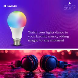 Havells Glamax 9W B22 WiFi LED Smart Bulb with Music Sync Function, Compatible with Amazon Alexa and Google Assistant (16M Colours) image 5
