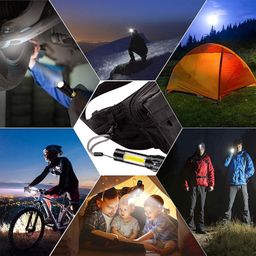 evaluemart High LED Flashlight with COB Light Mini Waterproof Portable LED XPE COB Flashlight USB Rechargeable 3 Modes Light Flashlight with Hanging Rope (Multicolor), Metal 500 Lumens image 5