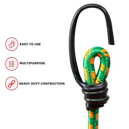 aqbah High Strength Elastic Bungee Cord for Motocycle, Luggage Tying Rope with Hooks (Multicolour) - 4FT Set of 4 image 4