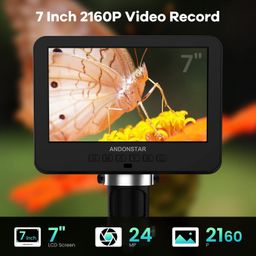 Andonstar AD246S-P HDMI Digital Microscope With 7'' Screen, 4000x 3 Lens 2160P UHD Video Record for Error Coins, Biological Kit for Adults and Kids, Prepared Slides image 3