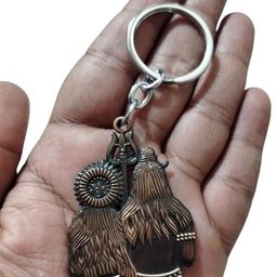 deethyas fashion Lord God Shiva Sivan Adiyogi Bholenath And Mother Parvathi Devi With Trishul Double Sided Same View Metal Keychain Key Chain image 2