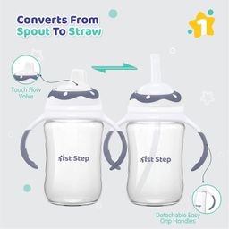 1ST STEP 220ml TRITAN Non-Spill Interchangeable Sipper/Sippy Cup with Soft Silicone Spout and Straw image 3
