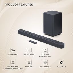 JBL Bar 2.1 Deep Bass (MK2), Soundbar with 6.5” Down-Firing Wireless Subwoofer, 2.1 Channel, Built-in Dolby Digital, Bluetooth, HDMI & Optical Connectivity (300W) image 2